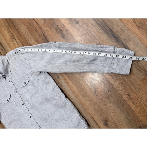 Calvin Klein Linen Shirt XL Gray Striped Long Sleeve Button Up Casual - Picture 7 of 7